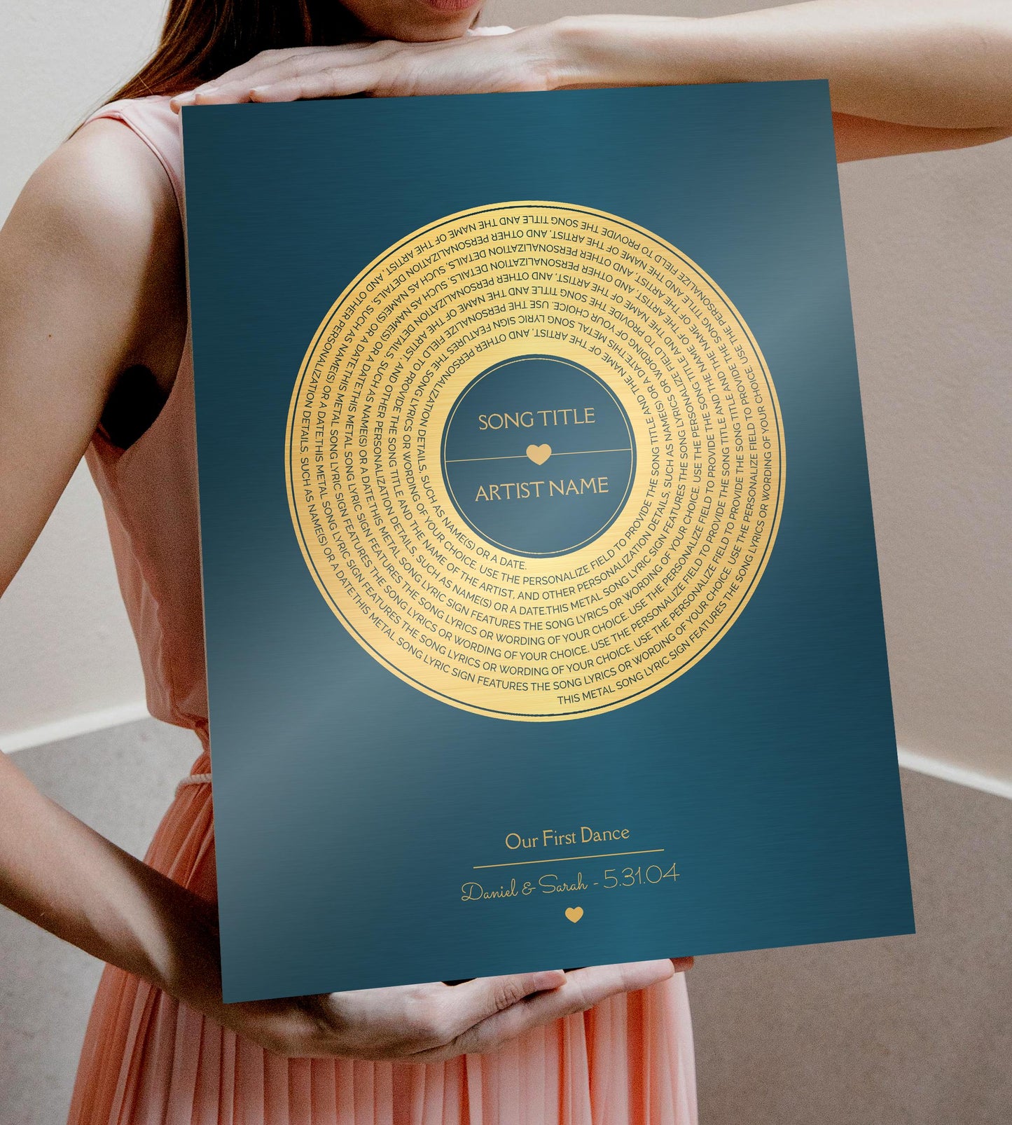 Metallic Record Album, Wall Art, Plaque with Custom Lyrics, Anniversary Gift - HoneycombProverbs - Signs - 21st Year Brass Gifts