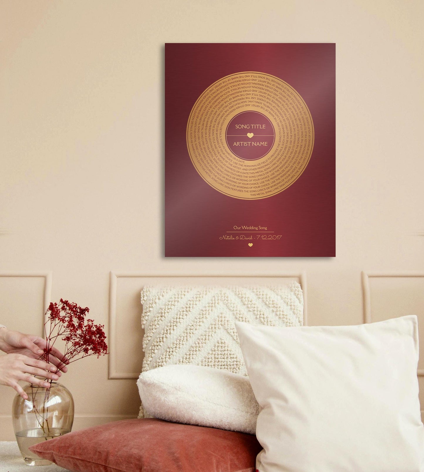 Personalized Bronze Anniversary Metal Record Sign: First Dance Lyrics - HoneycombProverbs - Signs - Vintage Lyrics Wall Art