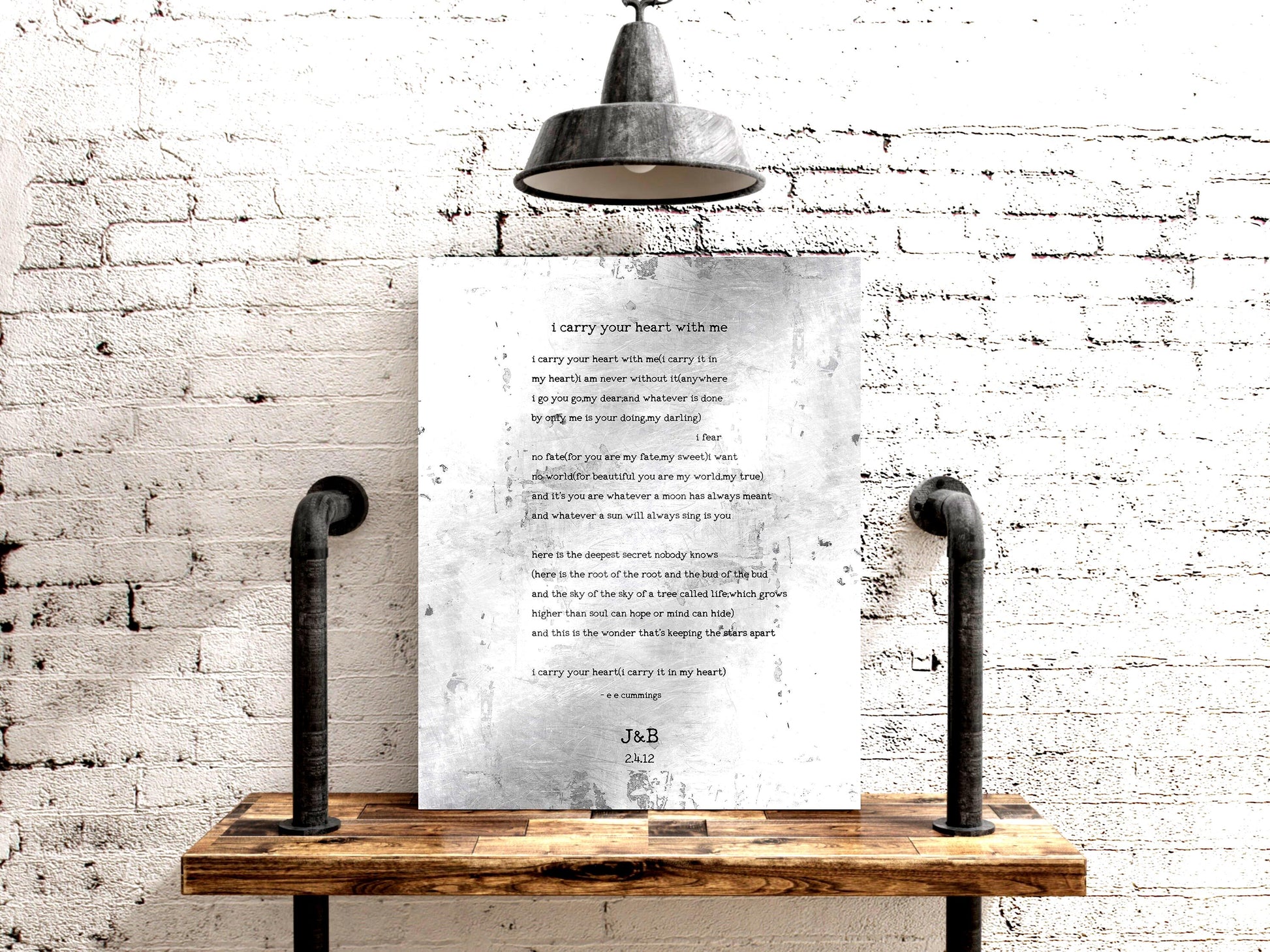 Custom Poem Gift, I Carry Your Heart with Me, Personalized EE Cummings Gift, Tin Custom Sign, 10th anniversary gift for Husband