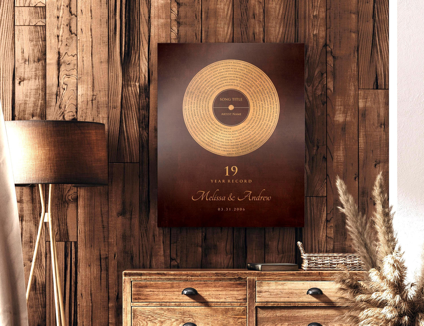 Custom Bronze Anniversary Record Art: Personalized Song Lyrics Gift - HoneycombProverbs - Signs - Record Album Lyrics Art