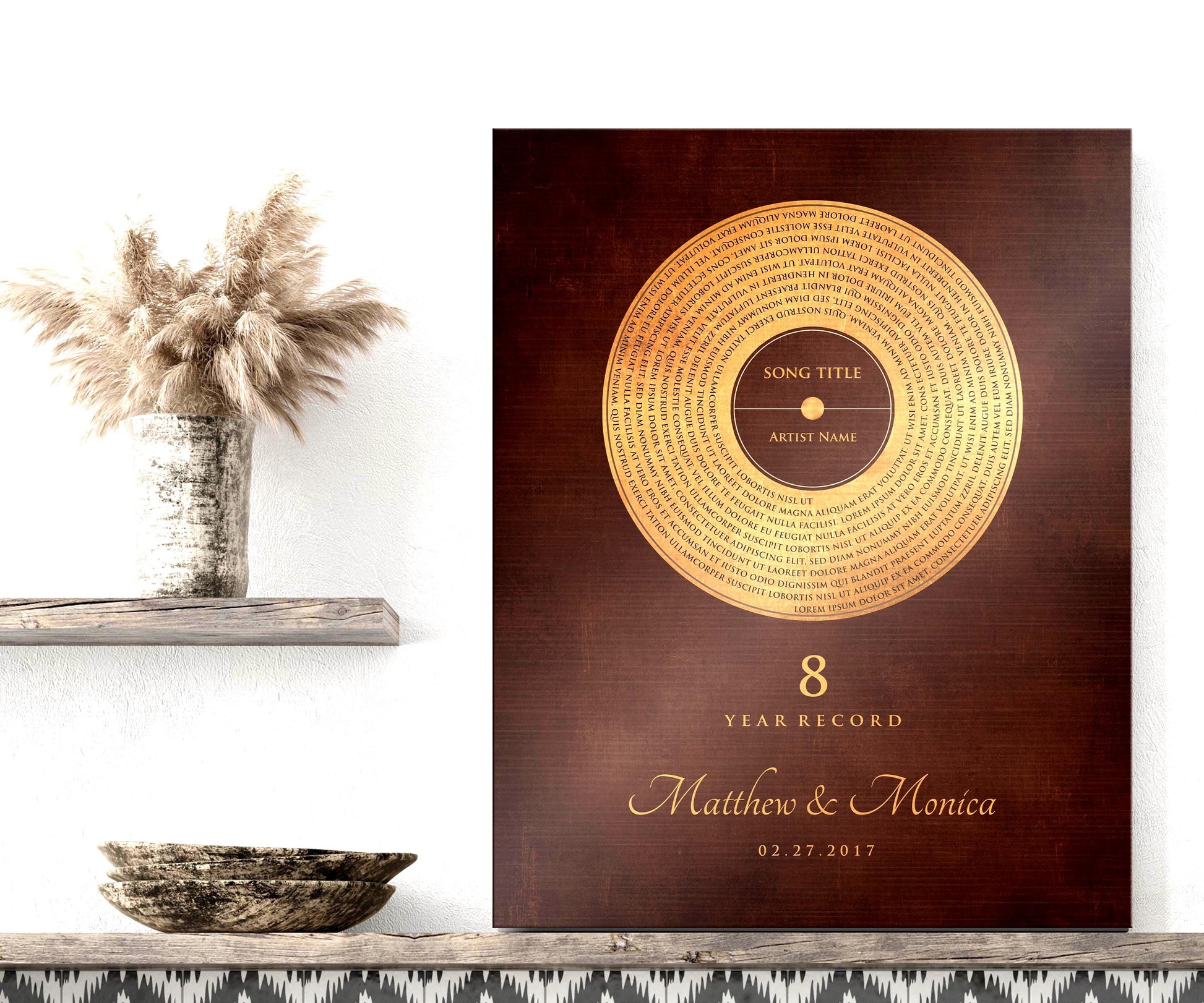 Custom Bronze Anniversary Record Art: Personalized Song Lyrics Gift - HoneycombProverbs - Signs - Bronze Vinyl Record Art