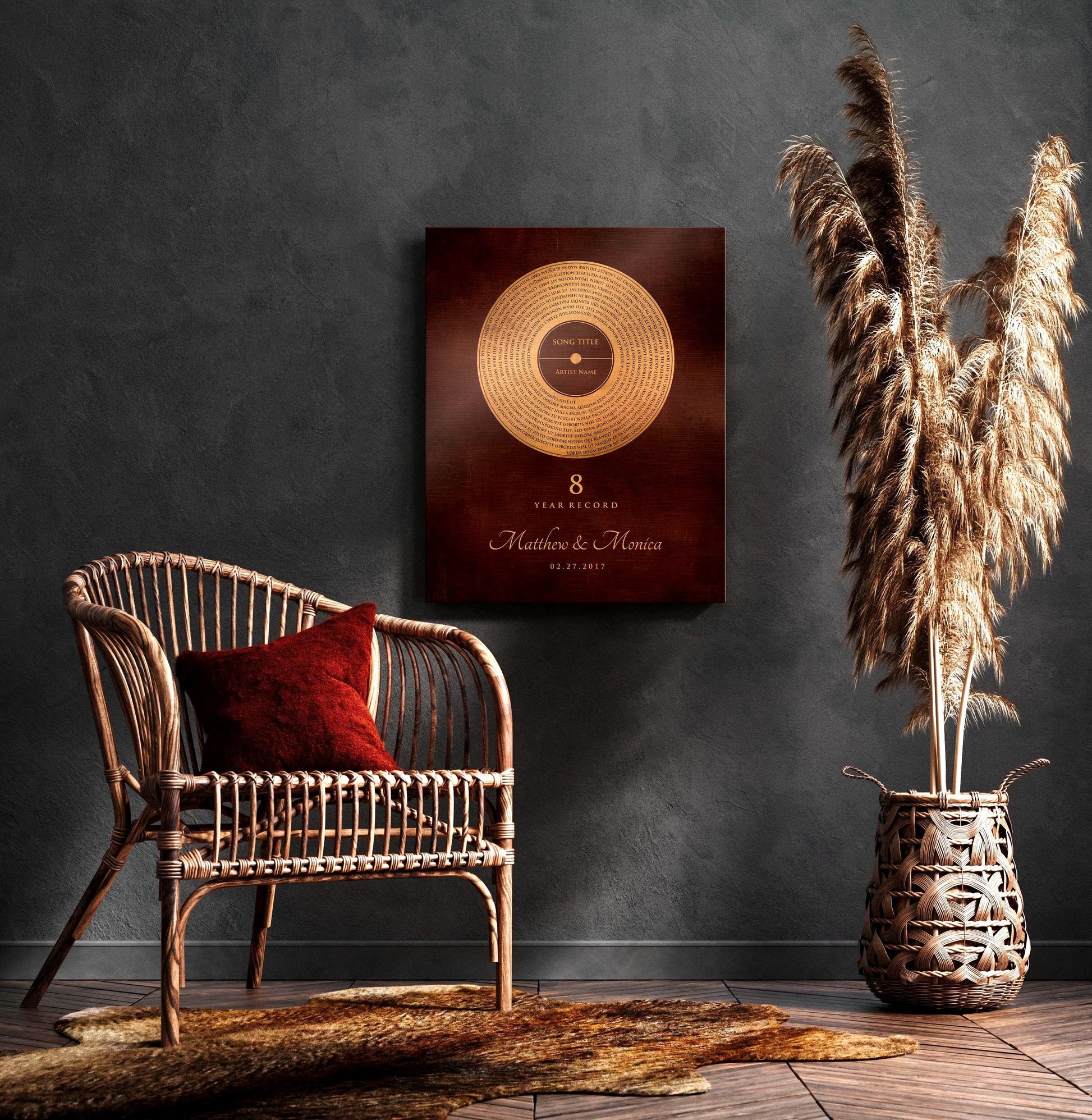 music sign for husband, bronze anniversary gift, 8 year bronze gift, bronze 8 years, spiral song, spiral lyrics, gift for husband