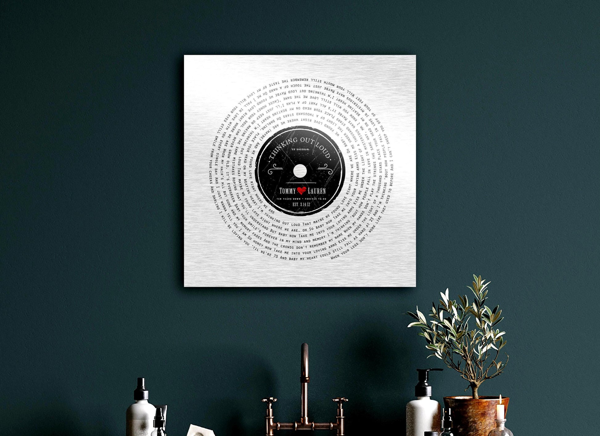 Ten Years Down LP Record Art - HoneycombProverbs - Wall Decor - Tin Anniversary Gifts