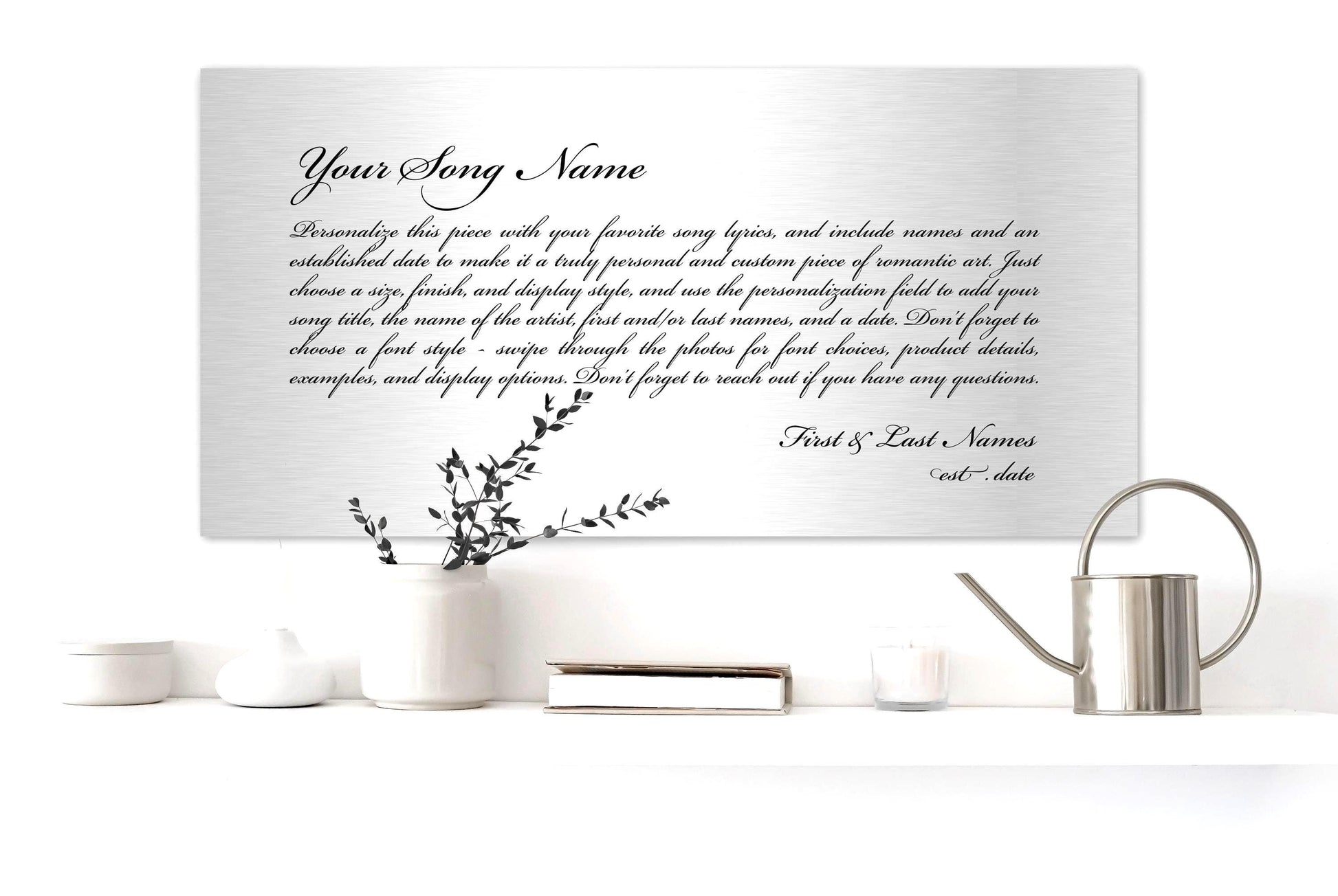 metal song lyric art for modern decor