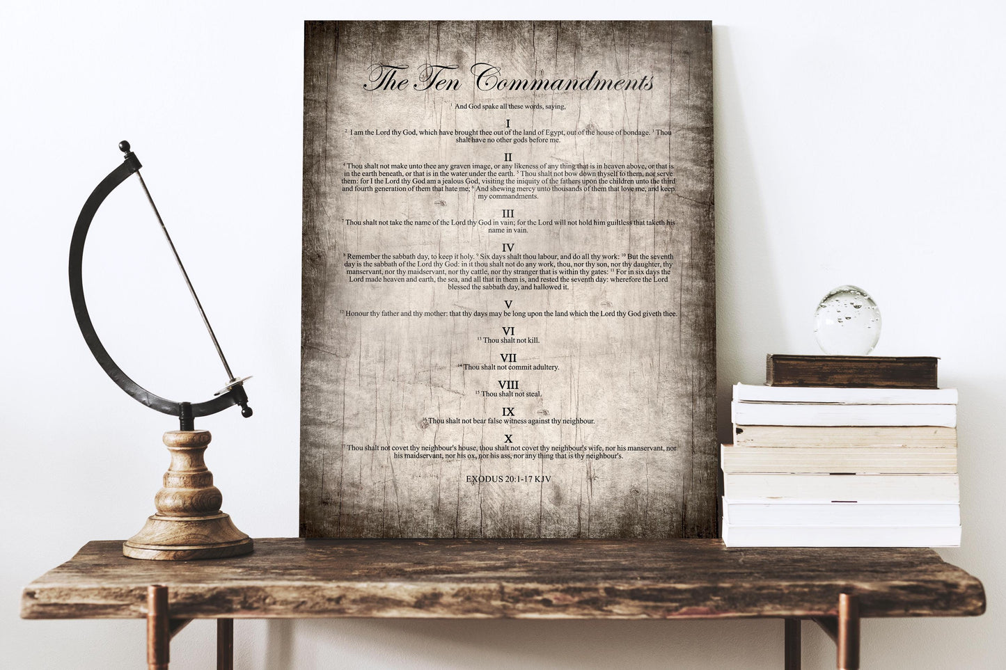 The 10 Commandments: Aged Wood Plaque, Christian Gift for Men, Husband, Wall Art - HoneycombProverbs - Signs - Christian Wall Art
