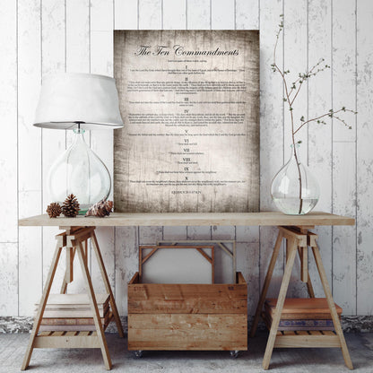 The 10 Commandments: Aged Wood Plaque, Christian Gift for Men, Husband, Wall Art - HoneycombProverbs - Signs - Christian Wall Art