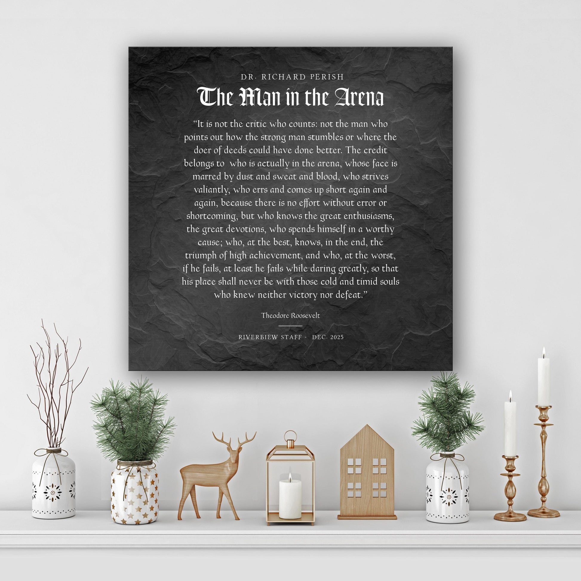 Personalized Man in the Arena Metal Plaque: Office Employee Gifts, Luxury Corporate Gifts, Dad Gift - HoneycombProverbs - Signs - Luxury Corporate Gifts