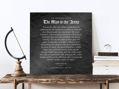 Personalized Man in the Arena Metal Plaque: Office Employee Gifts, Luxury Corporate Gifts, Dad Gift - HoneycombProverbs - Signs - Luxury Corporate Gifts
