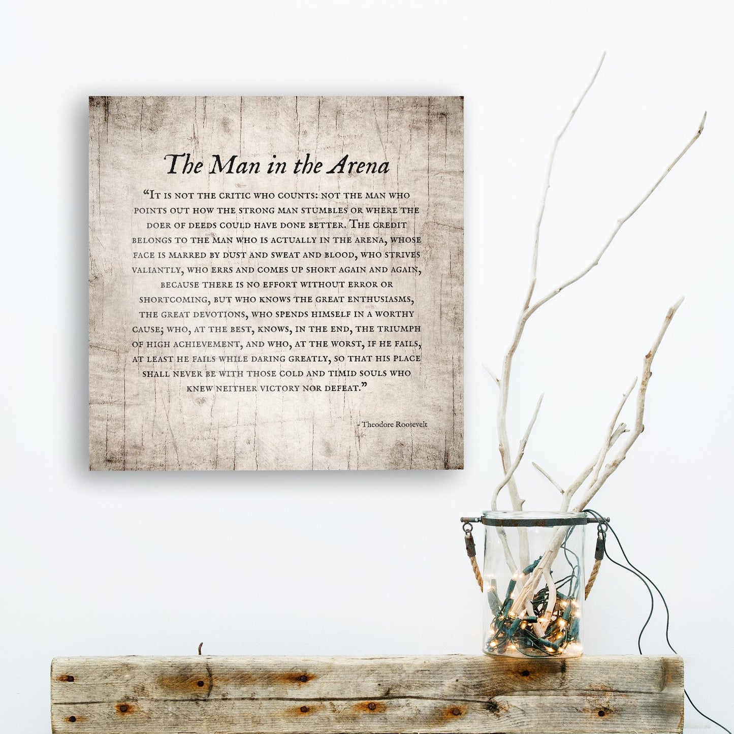 Wooden "Man in the Arena" Wall Plaque – Personalized Gift for men, Theodore Roosevelt Quote Sign, Husband Gift, Man Cave Art - HoneycombProverbs - Signs - Luxury Corporate Gifts