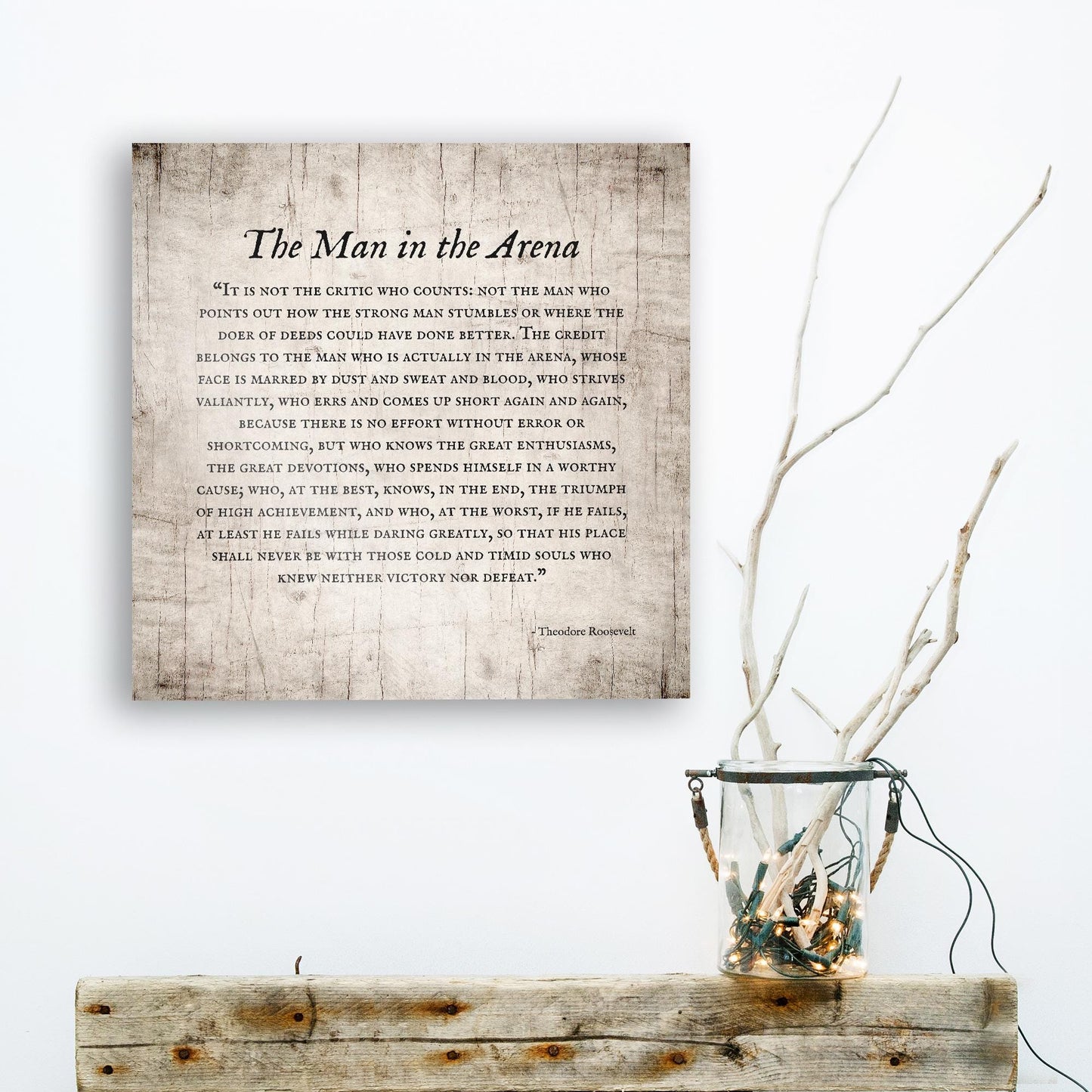 Wooden "Man in the Arena" Wall Plaque – Personalized Gift for men, Theodore Roosevelt Quote Sign, Husband Gift, Man Cave Art - HoneycombProverbs - Signs - Luxury Corporate Gifts