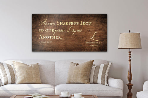 5th Anniversary Wood Gift for Him, As Iron Sharpens Iron
