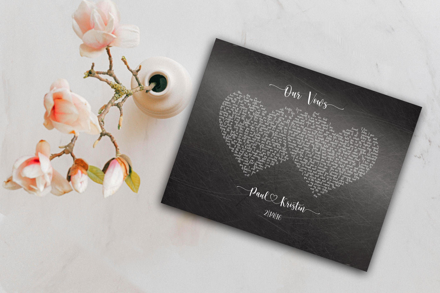 His and Her Hearts Wedding Vow Sign - HoneycombProverbs - Signs - Tin and Aluminum Gifts