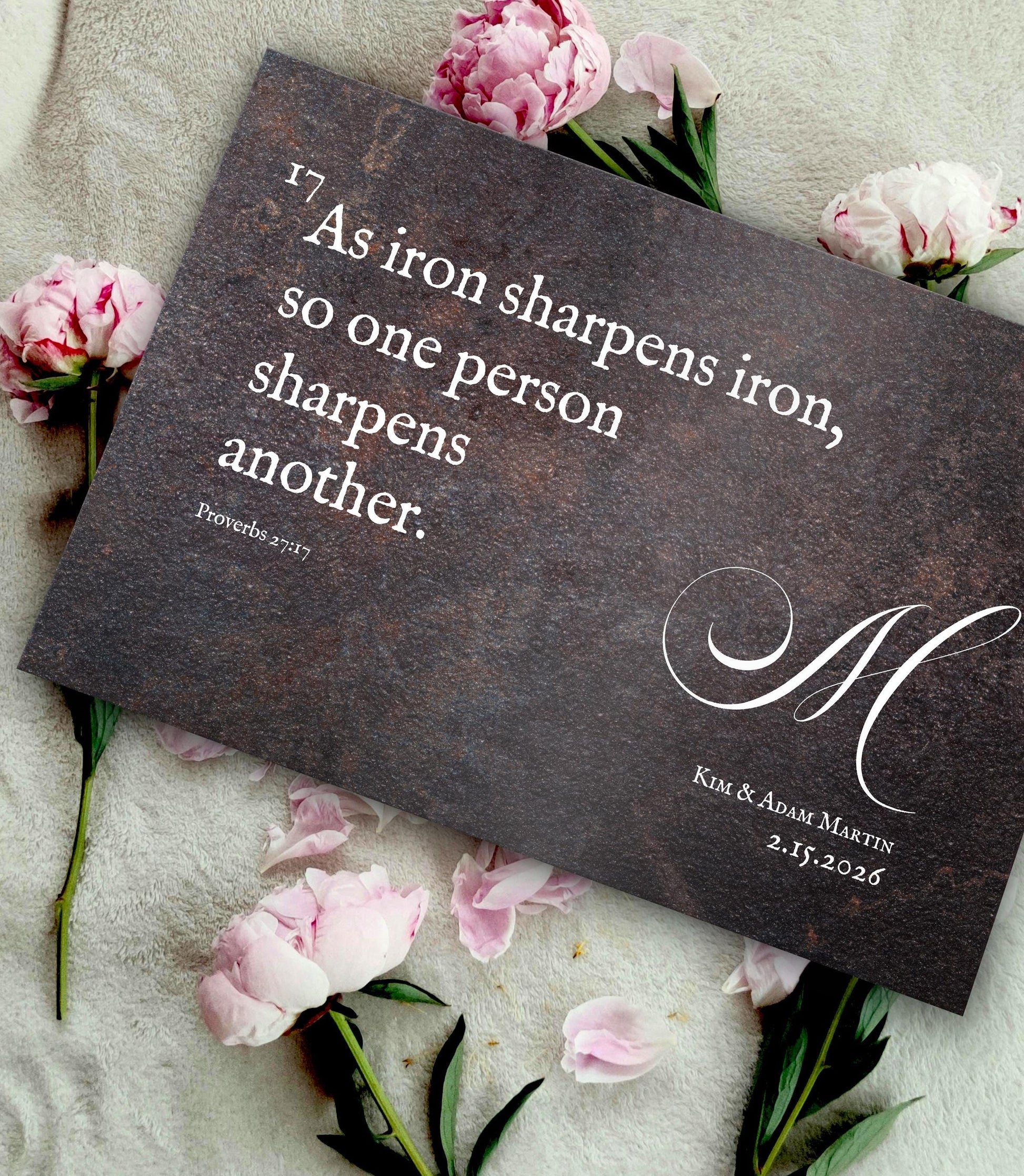 Proverbs 27:17 Personalized Iron Anniversary Scripture - HoneycombProverbs - Signs - Christian Wall Art