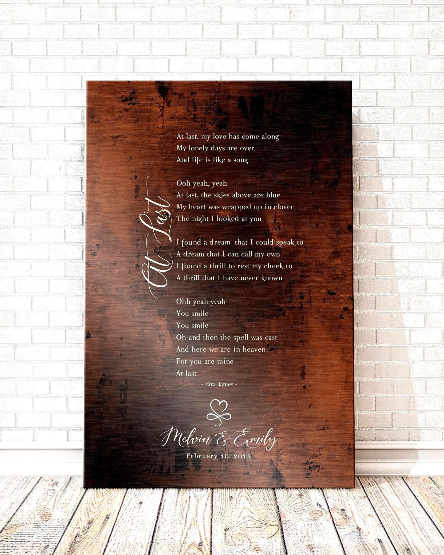 Infinity Heart Custom Song Lyric Sign on Bronze - HoneycombProverbs - Signs - Bronze Anniversary Gifts