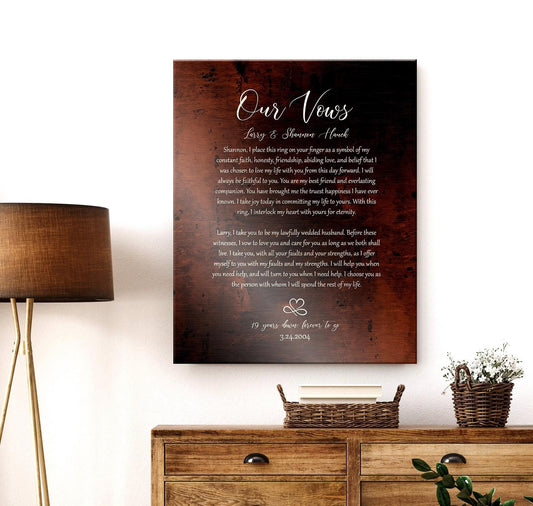 Our Wedding Vows on Bronze, Forever in Love Custom Wedding Vow Art - HoneycombProverbs - Signs - Wedding Vow Wall Art