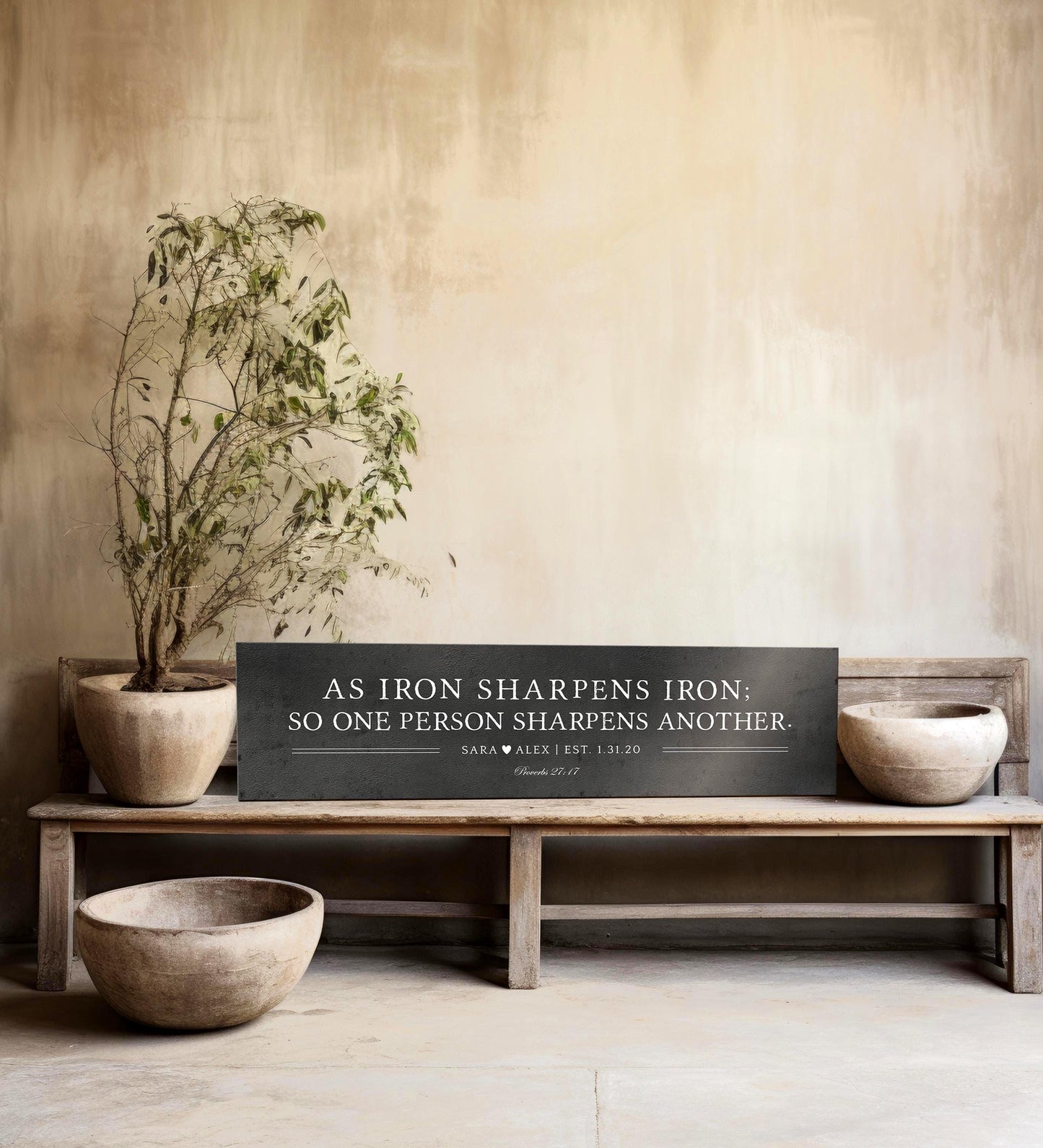 Iron Anniversary Gift, Iron Sharpens Iron Sign - HoneycombProverbs - Signs - Christian Wall Art