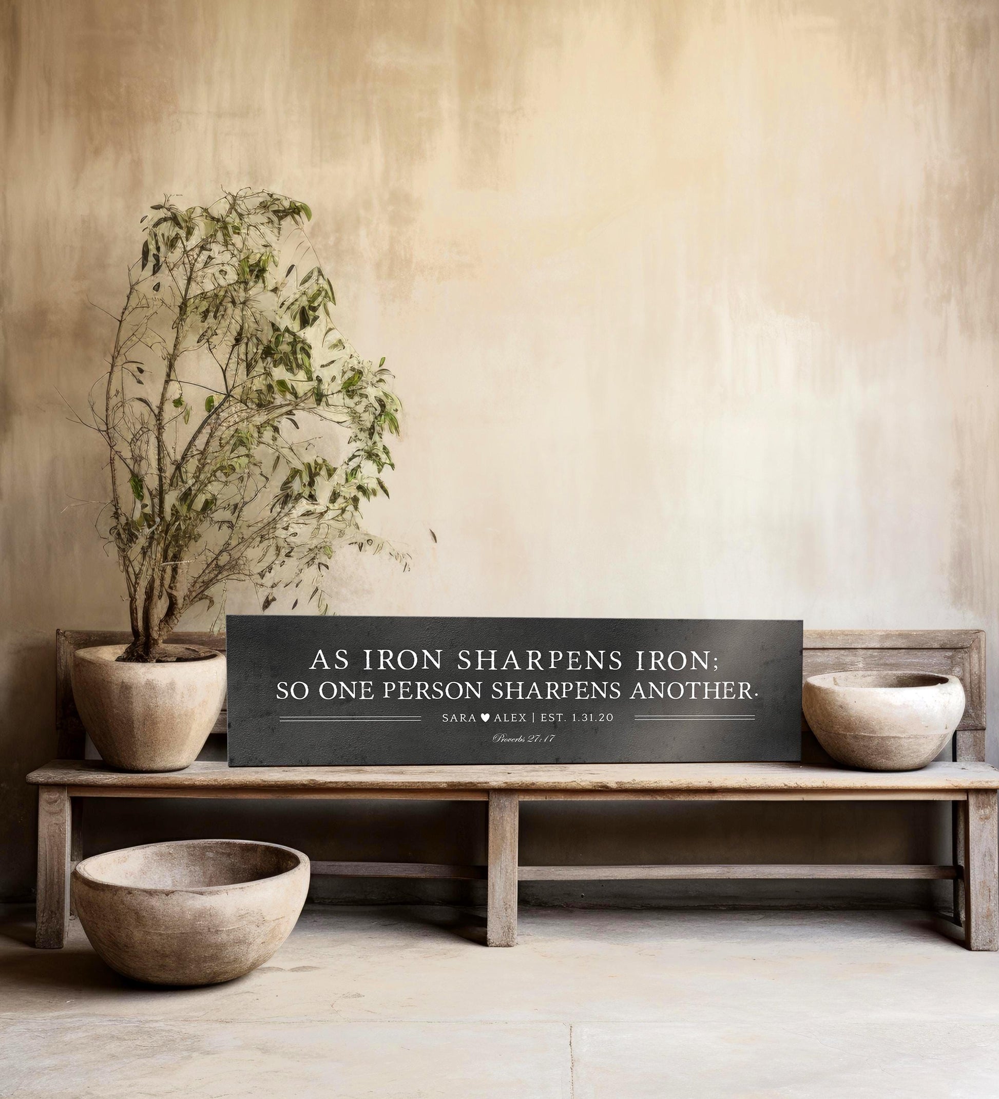Iron Anniversary Gift, Iron Sharpens Iron Sign - HoneycombProverbs - Signs - Christian Wall Art