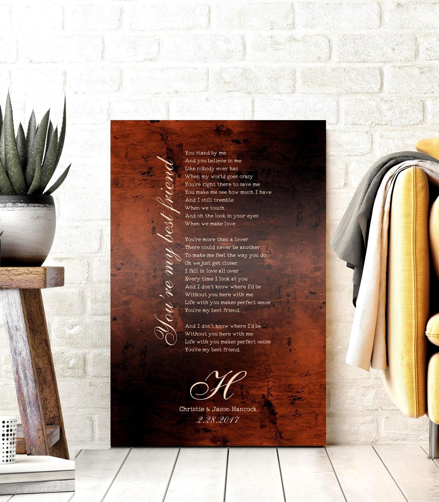 8 Year Anniversary Gift for her, Custom bronze Anniversary Gift, 8th Wedding Anniversary Gift, Gift for wife, Wedding Song Plaque, 8 Year bronze