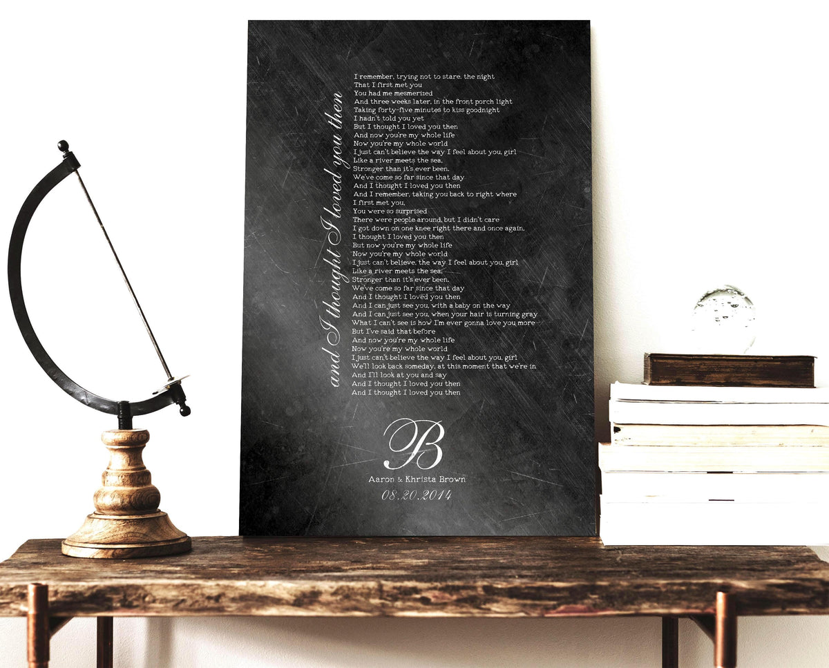 Monogrammed Iron First Dance Song Sign, alternate angle, 6th anniversary iron