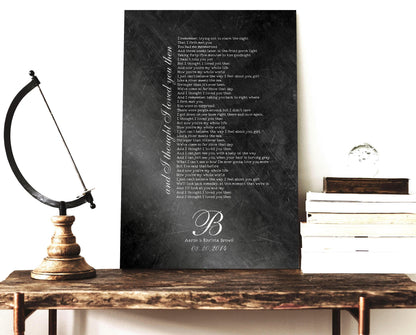 Monogrammed Iron First Dance Song Sign, alternate angle, 6th anniversary iron