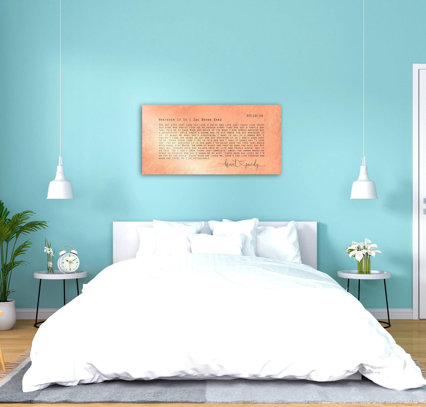 Custom Lyric Sign on Copper - HoneycombProverbs - Signs - Copper Anniversary Gifts