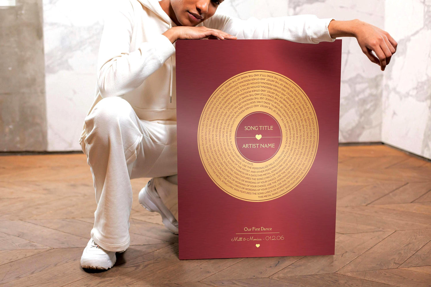 Personalized Bronze Anniversary Metal Record Sign: First Dance Lyrics - HoneycombProverbs - Signs - Vintage Lyrics Wall Art