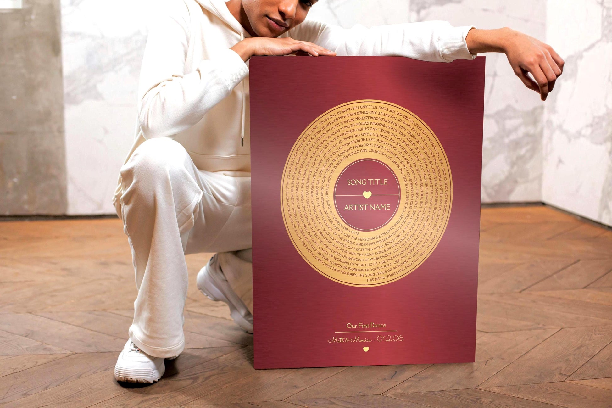 Personalized Bronze Anniversary Metal Record Sign: First Dance Lyrics - HoneycombProverbs - Signs - Vintage Lyrics Wall Art