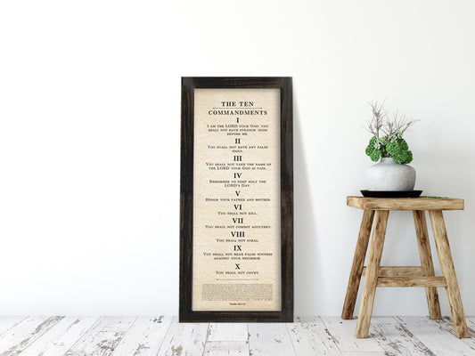 Framed Ten Commandments Parchment Wall Art - HoneycombProverbs - Religious Home & Decor - Christian Wall Art