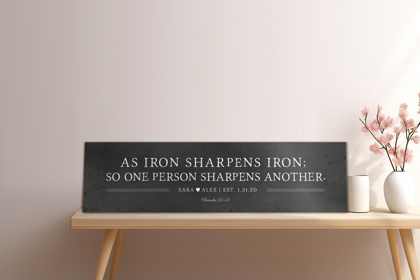 Iron Sharpens Iron Sign, Personalized Family Name Sign - HoneycombProverbs - Signs - Iron Anniversary Gifts