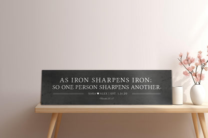Iron Sharpens Iron Sign, Personalized Family Name Sign - HoneycombProverbs - Signs - Iron Anniversary Gifts