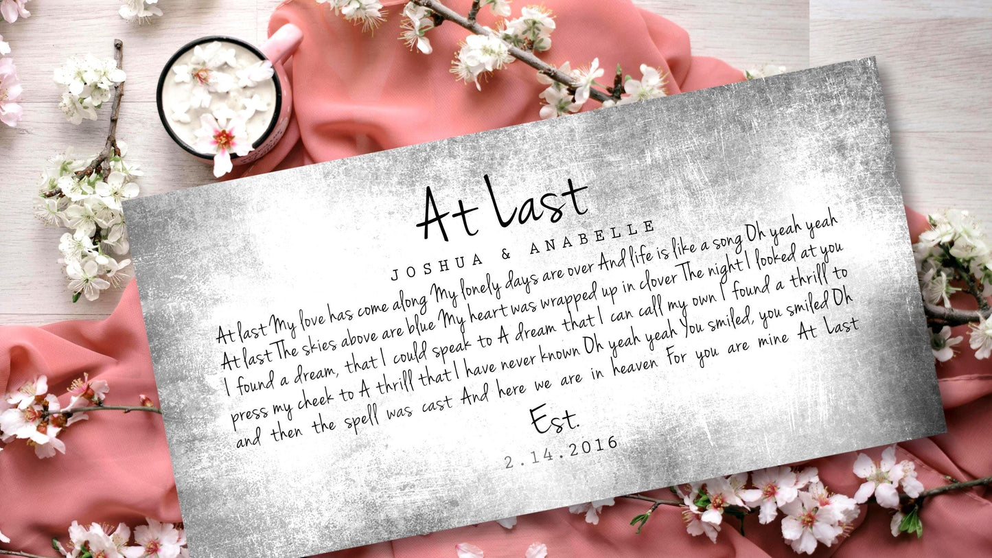 Personalized Distressed Lyrics Tin Sign: 10th Anniversary Song Gift - HoneycombProverbs - Signs - Tin and Aluminum Gifts