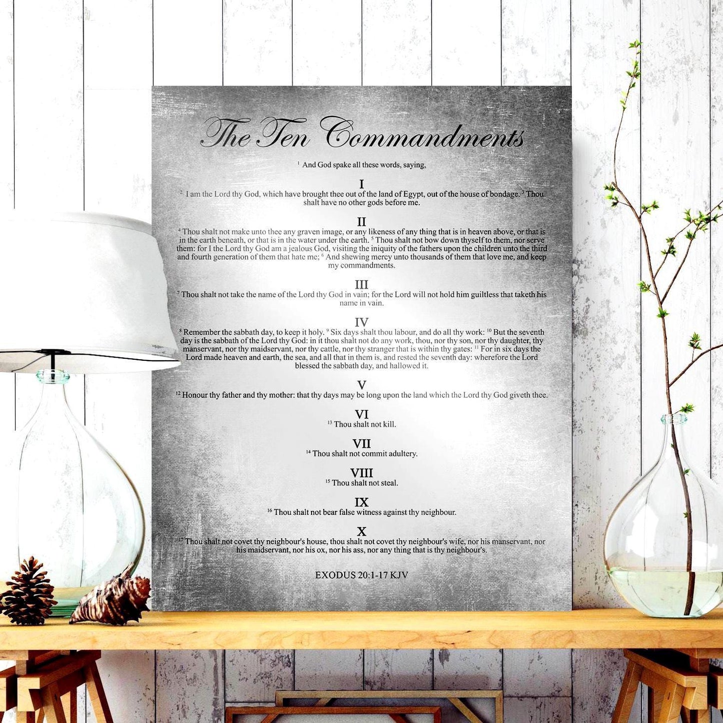 The Ten Commandments; Vintage Tin Wall Art - HoneycombProverbs - Signs - Tin and Aluminum Gifts