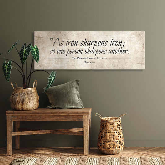 Cotton Iron sharpens Iron Wall Art, Men Anniversary Gift - HoneycombProverbs - Giclée - 2nd Anniversary Gifts