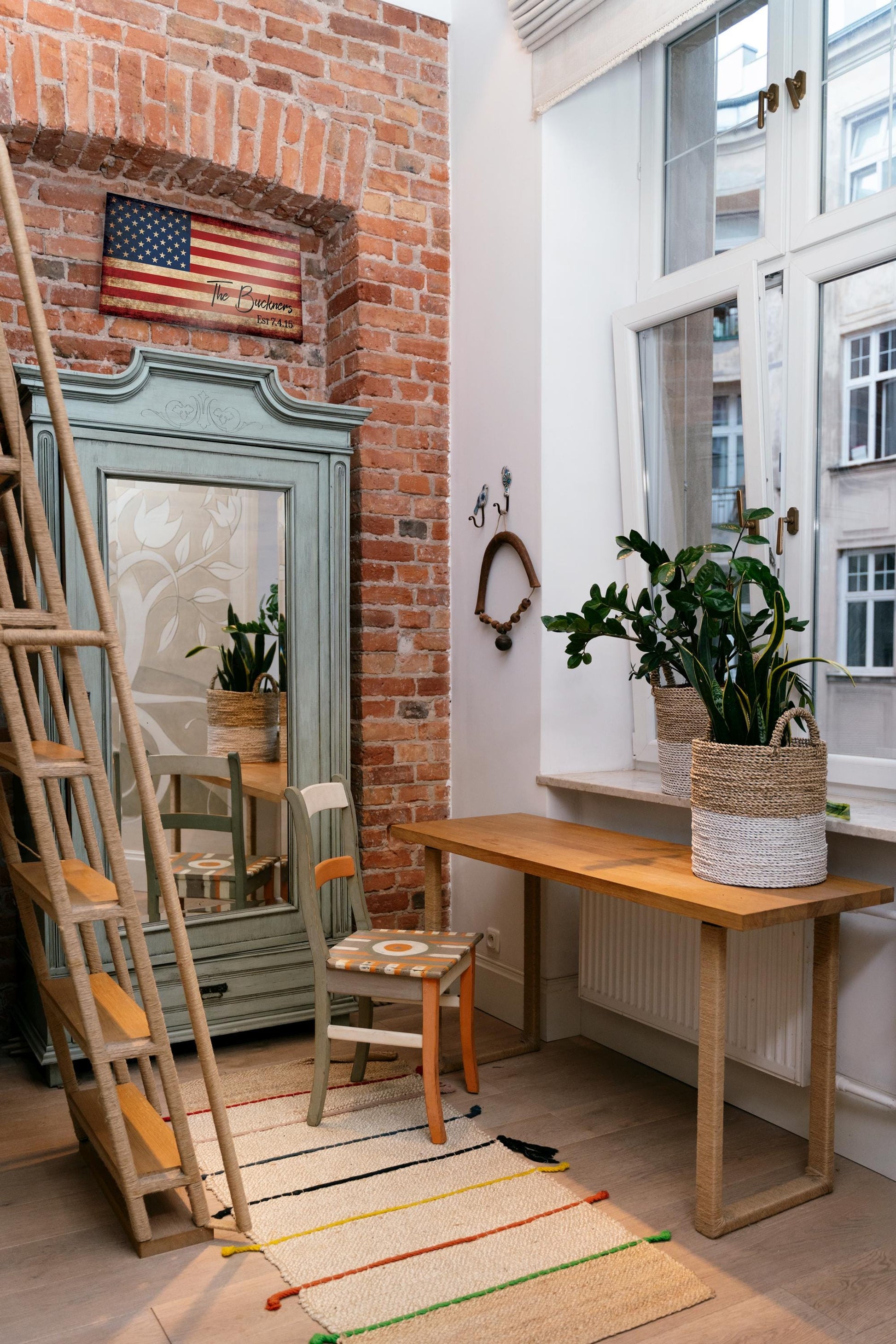 Our Flag, Our Family - Rutic Est. Sign on Wood - HoneycombProverbs - Signs - 5 year anniversary gifts