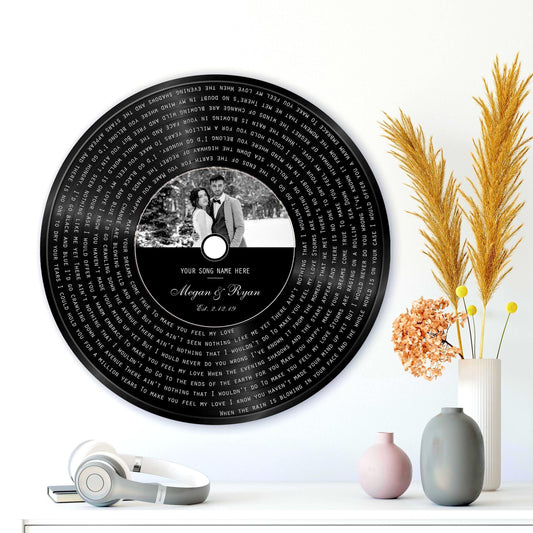 6th Anniversary, Round Metal Record with Custom Lyrics, Song Lyrics Sign, Vinyl Record Song Portrait - HoneycombProverbs - Signs - Iron Anniversary Gifts
