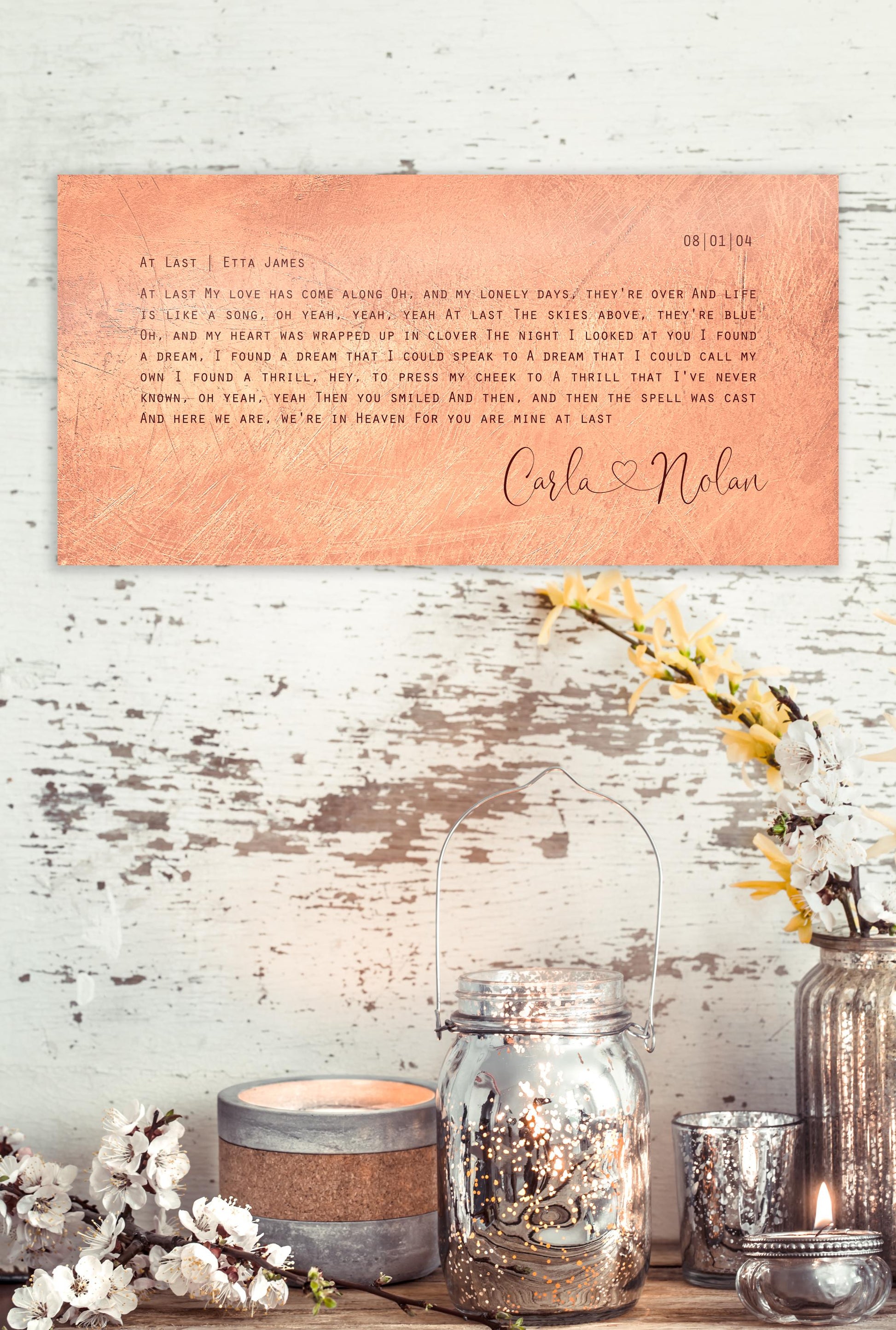 Copper Anniversary Gift, Wedding Song Sign, Gift for Husband, Couples Gfit - HoneycombProverbs - Signs - Copper Anniversary Gifts