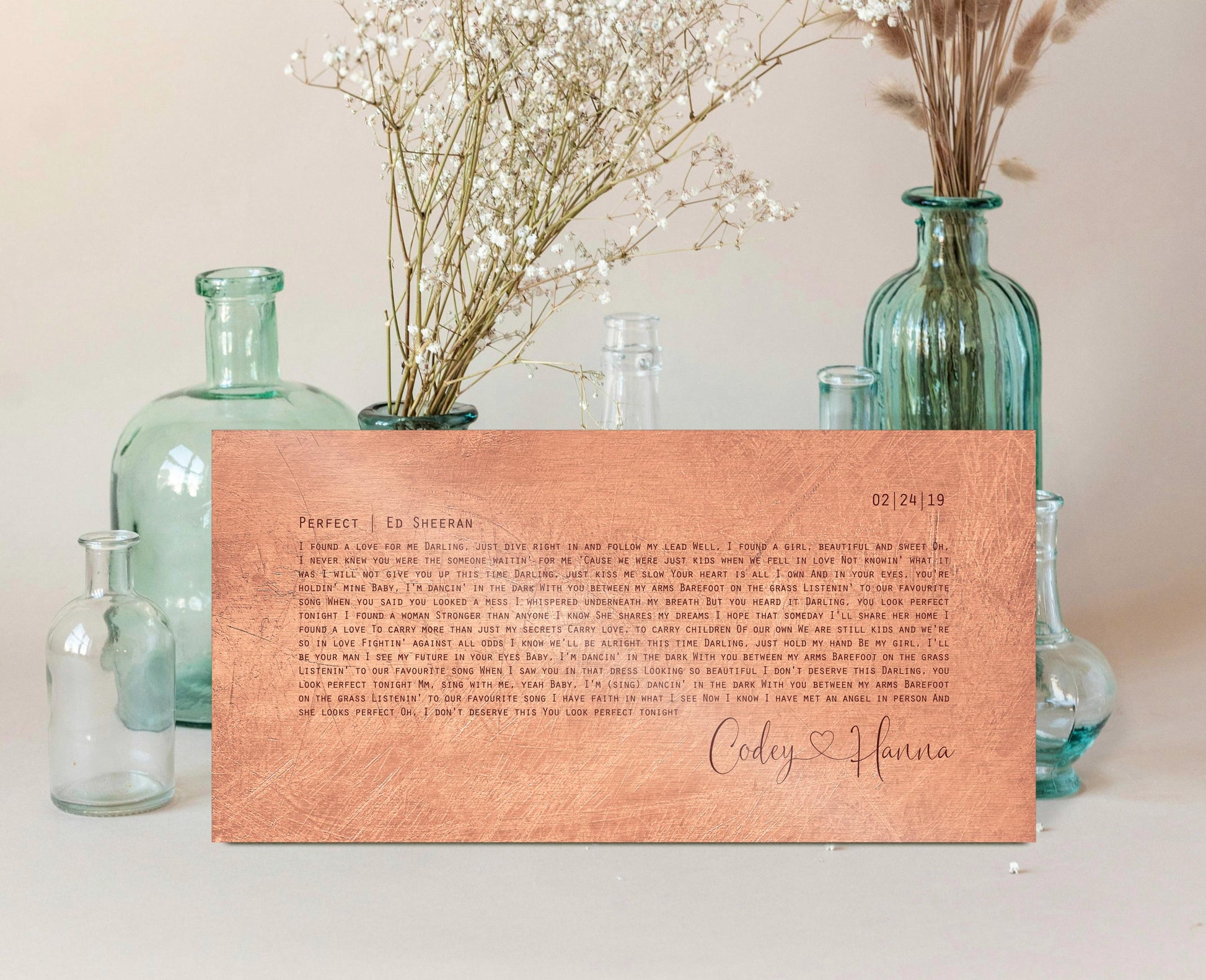 Copper Anniversary Gift, Wedding Song Sign, Gift for Husband, Couples Gfit - HoneycombProverbs - Signs - Copper Anniversary Gifts