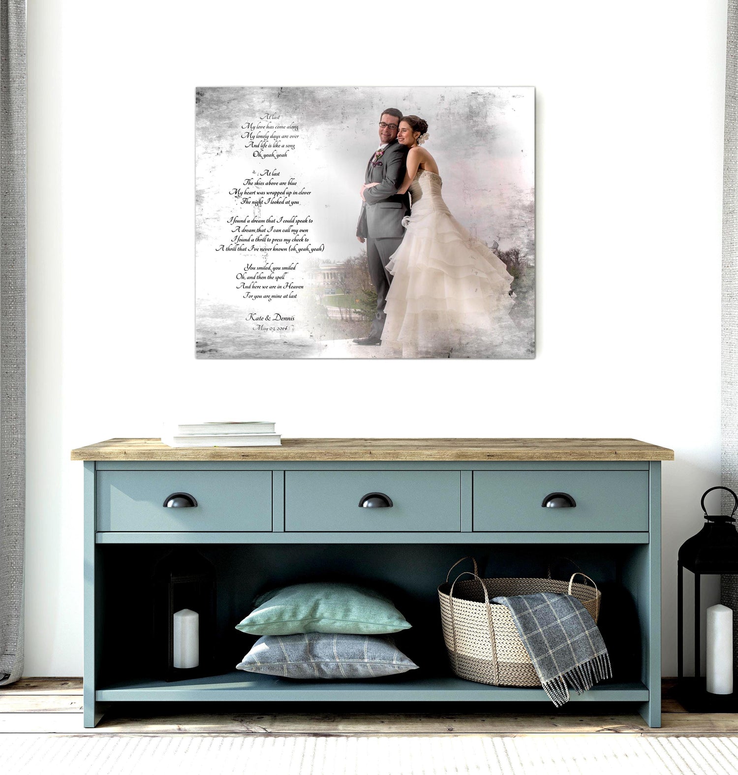 10th Anniversary Tin Photo Gift: Custom Vows or Lyrics, Vintage Style - HoneycombProverbs - Signs - 10 Year Anniversary Art