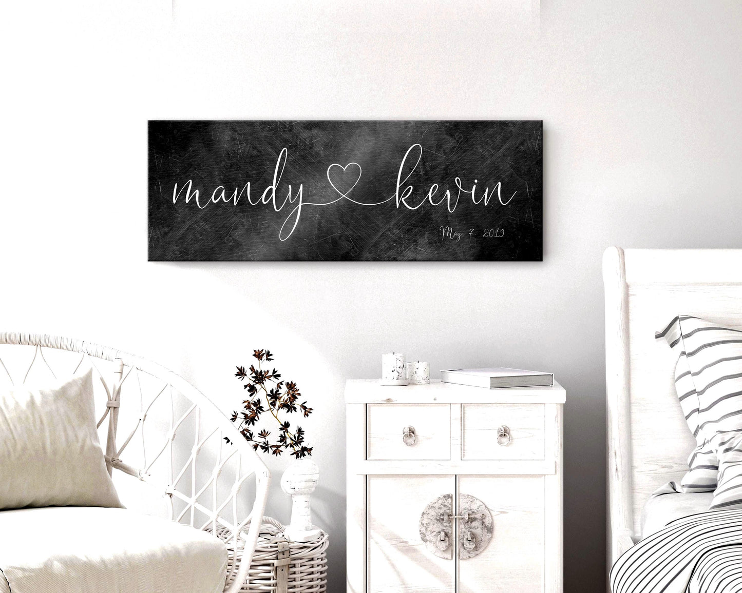 Iron Heart Connected Name Sign for Couples - HoneycombProverbs - Signs - Iron Anniversary Gifts