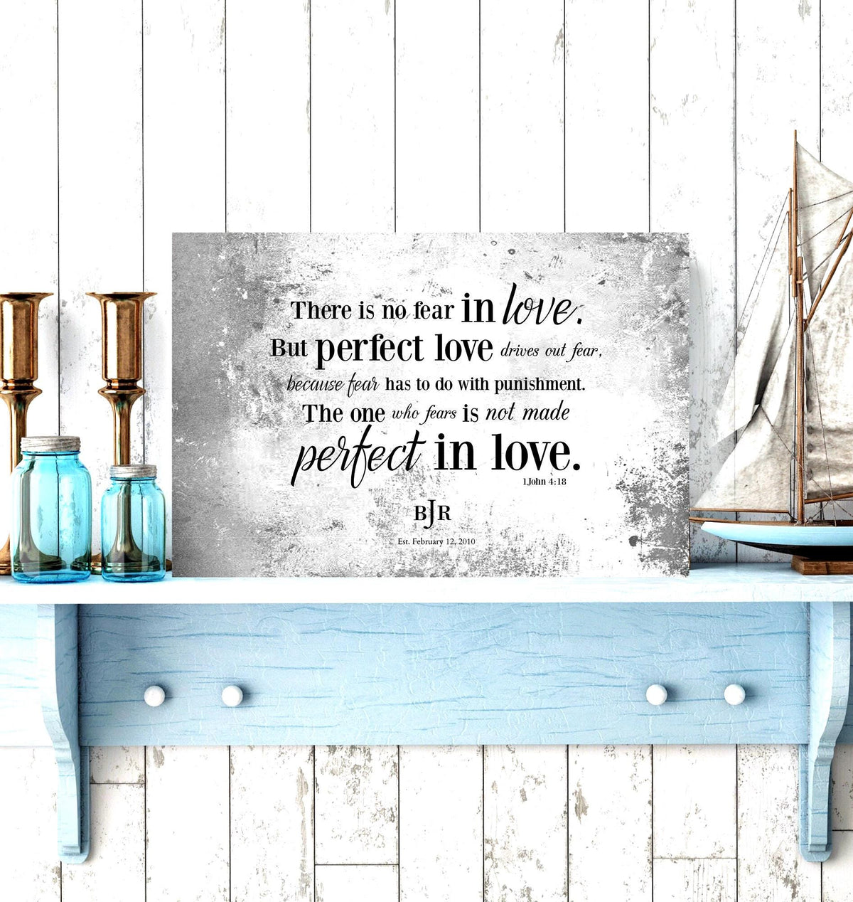 Monogrammed 1 John 4:18 Sign Custom Wedding Plaque - HoneycombProverbs - Signs - Tin and Aluminum Gifts