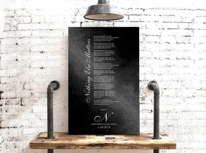 Monogrammed Iron First Dance Song Sign, size and option view, 6th anniversary iron