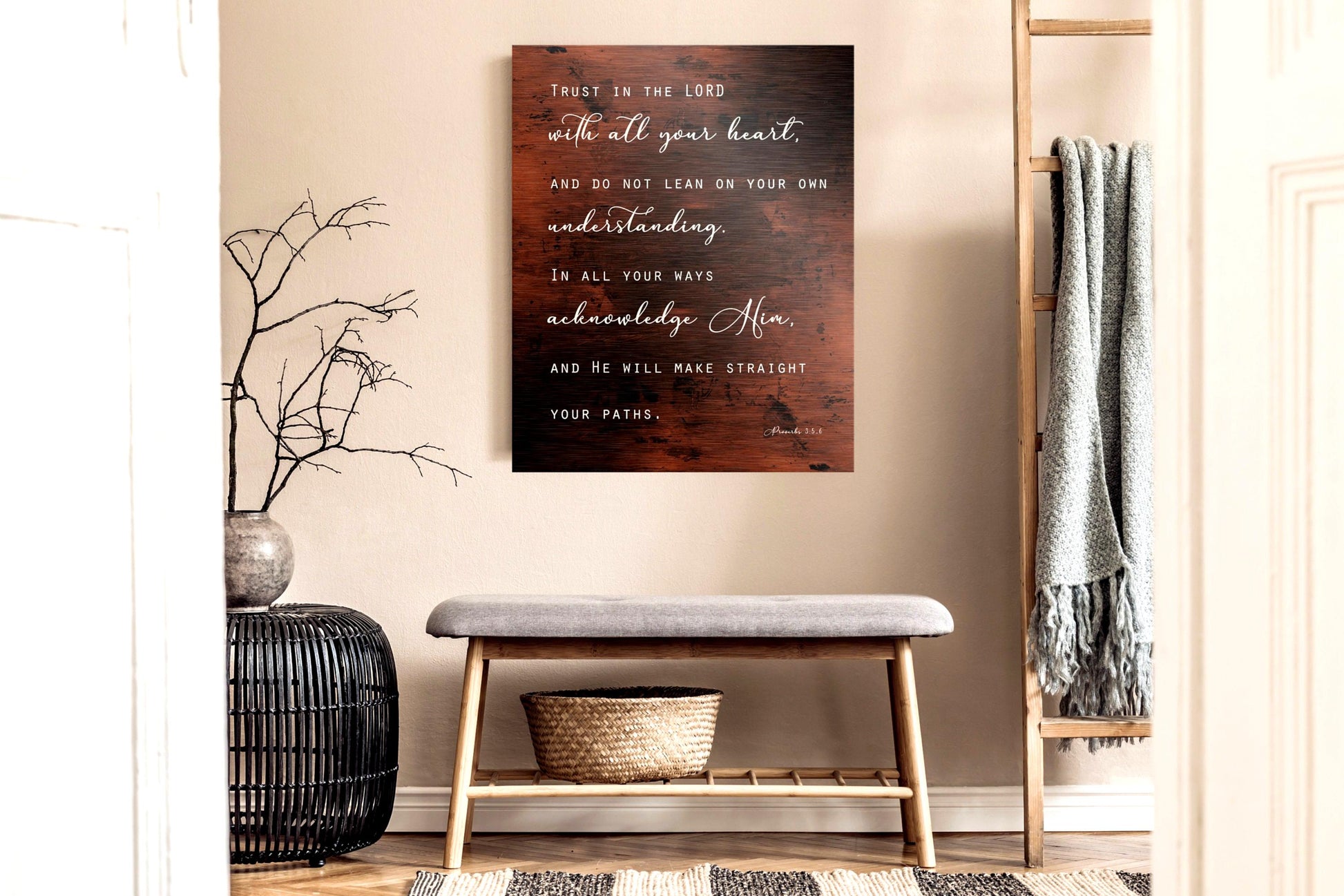Proverbs 3:5-6 Rustic Wall Decor - HoneycombProverbs - Signs - Christian Wall Art