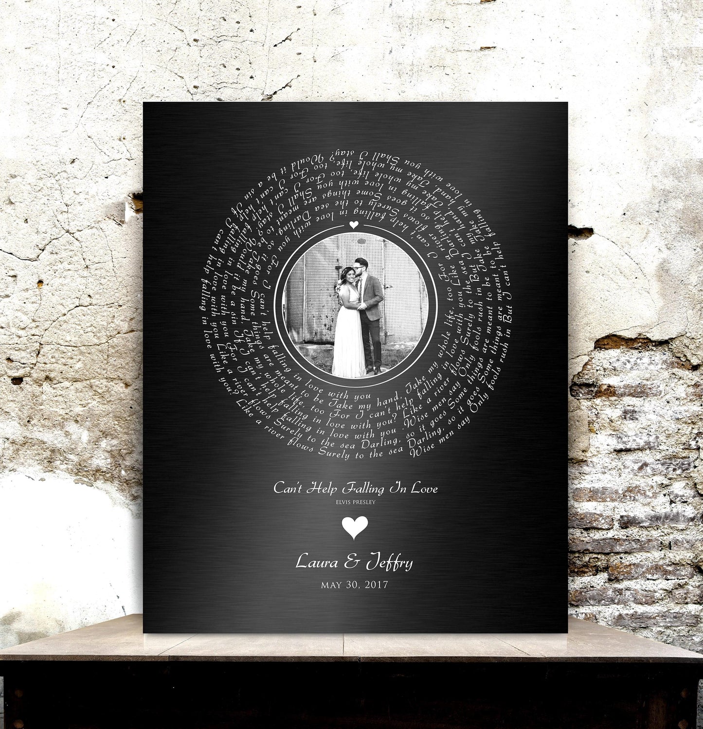 Melody of Love: Personalized Iron Alloy Photo Vinyl Record Art - HoneycombProverbs - Signs - Iron Anniversary Gifts