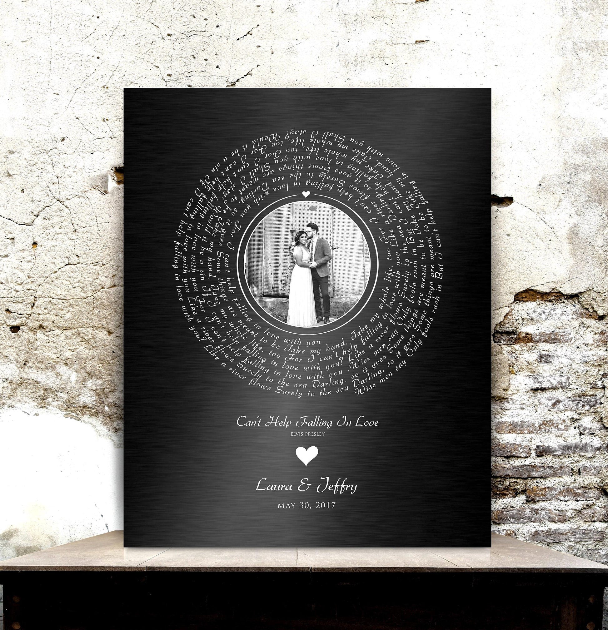 Melody of Love: Personalized Iron Alloy Photo Vinyl Record Art - HoneycombProverbs - Signs - Iron Anniversary Gifts