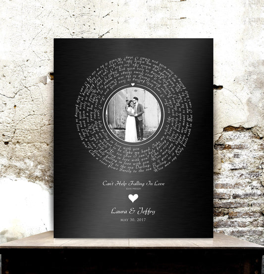 Melody of Love: Personalized Iron Alloy Photo Vinyl Record Art - HoneycombProverbs - Signs - Iron Anniversary Gifts