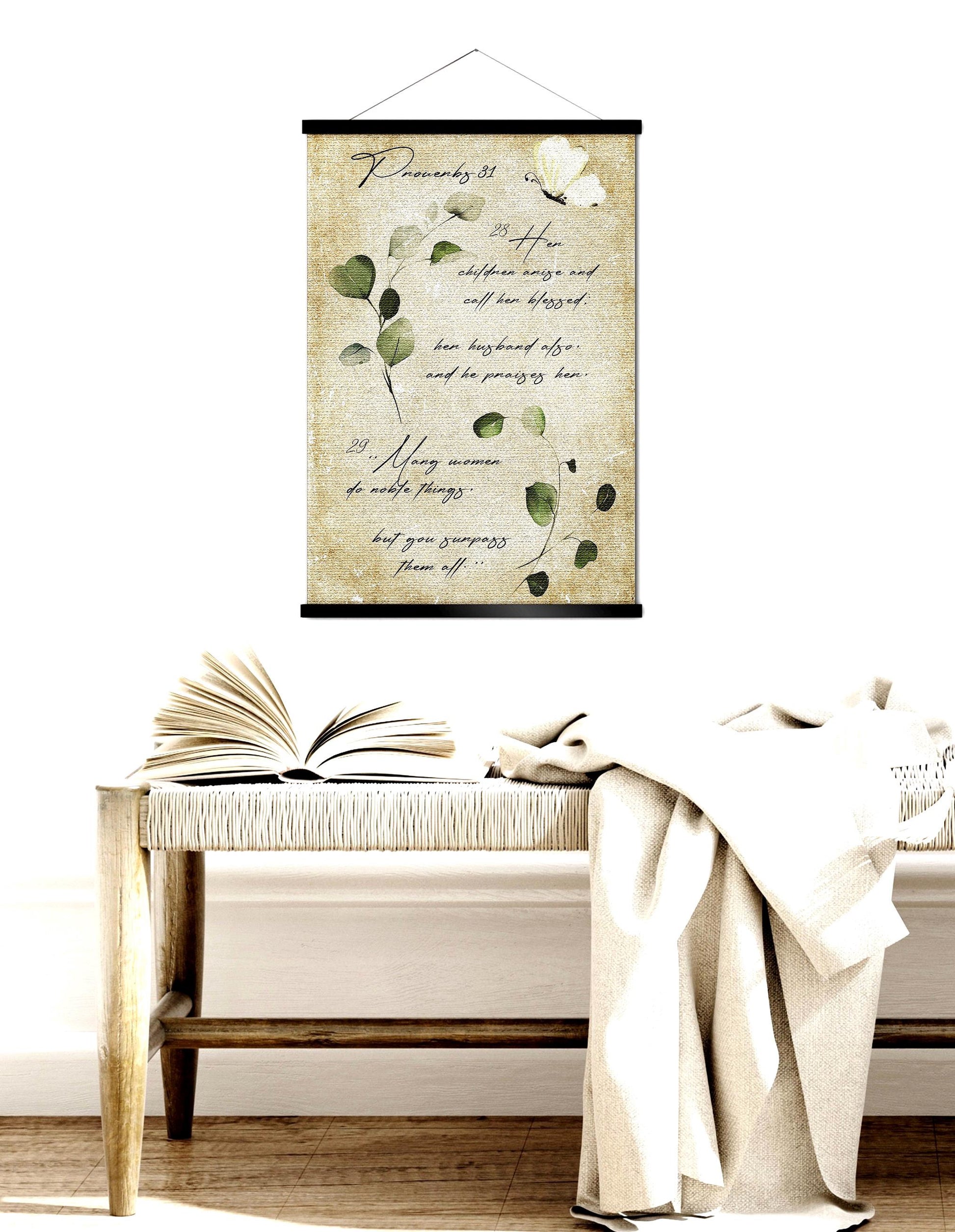 Proverbs 31 Cottage Garden Scroll Tapestry - HoneycombProverbs - Tapestries - Christian Wall Art