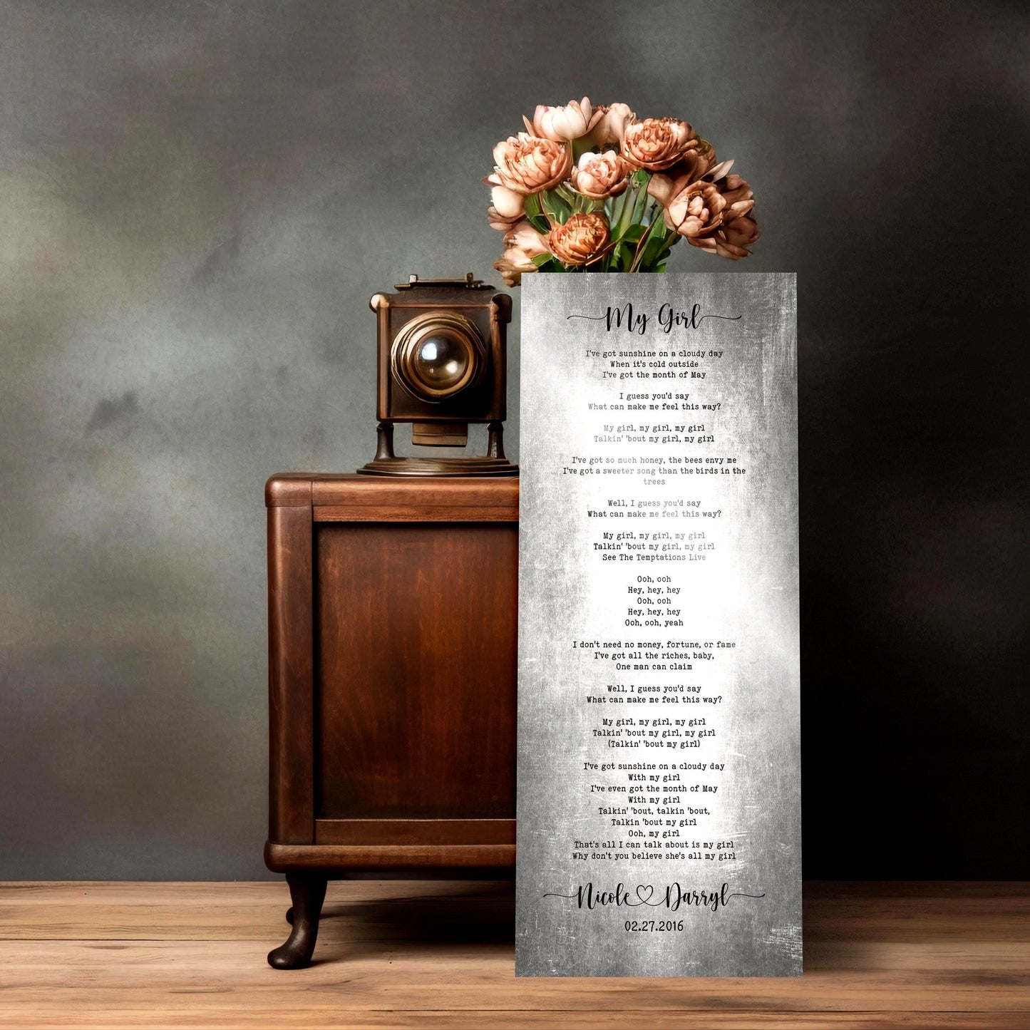 Tall Sign with Lyrics Tin Anniverary Keepsake - HoneycombProverbs - Signs - Tin and Aluminum Gifts