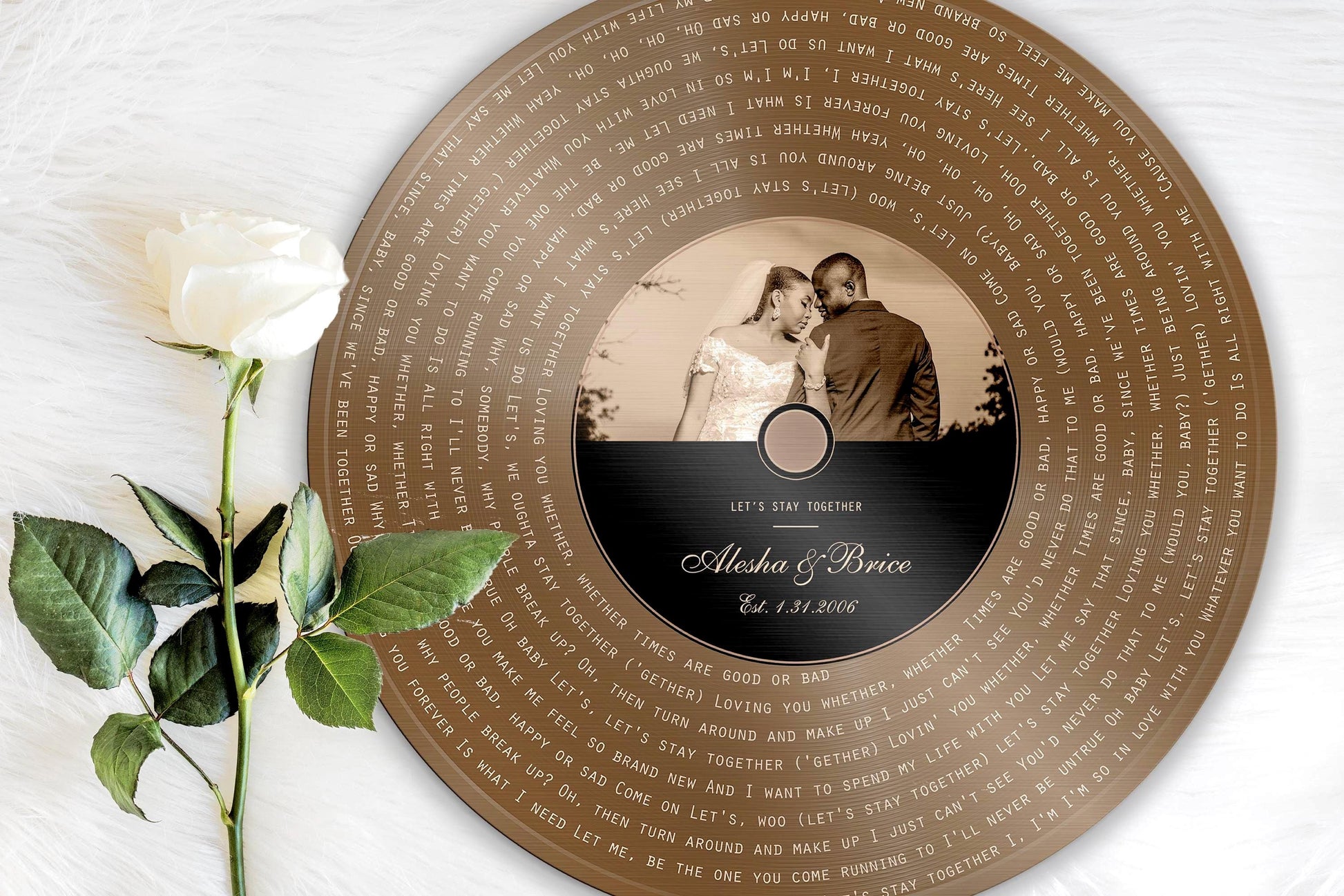 Bronze Wedding Song Record Plaque, Personalized Anniversary Gift for wife