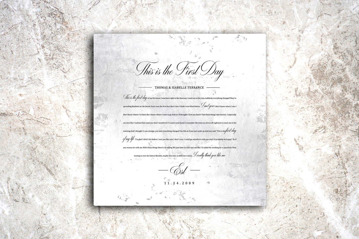 Personalized Wedding Song on Aluminum - HoneycombProverbs - Wall Decor - Tin and Aluminum Gifts