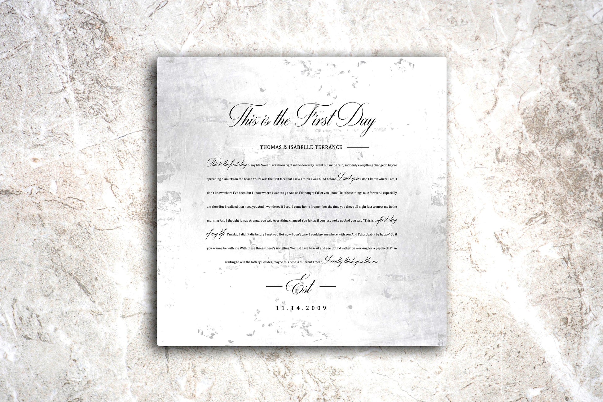 Personalized Wedding Song on Aluminum - HoneycombProverbs - Wall Decor - Tin and Aluminum Gifts